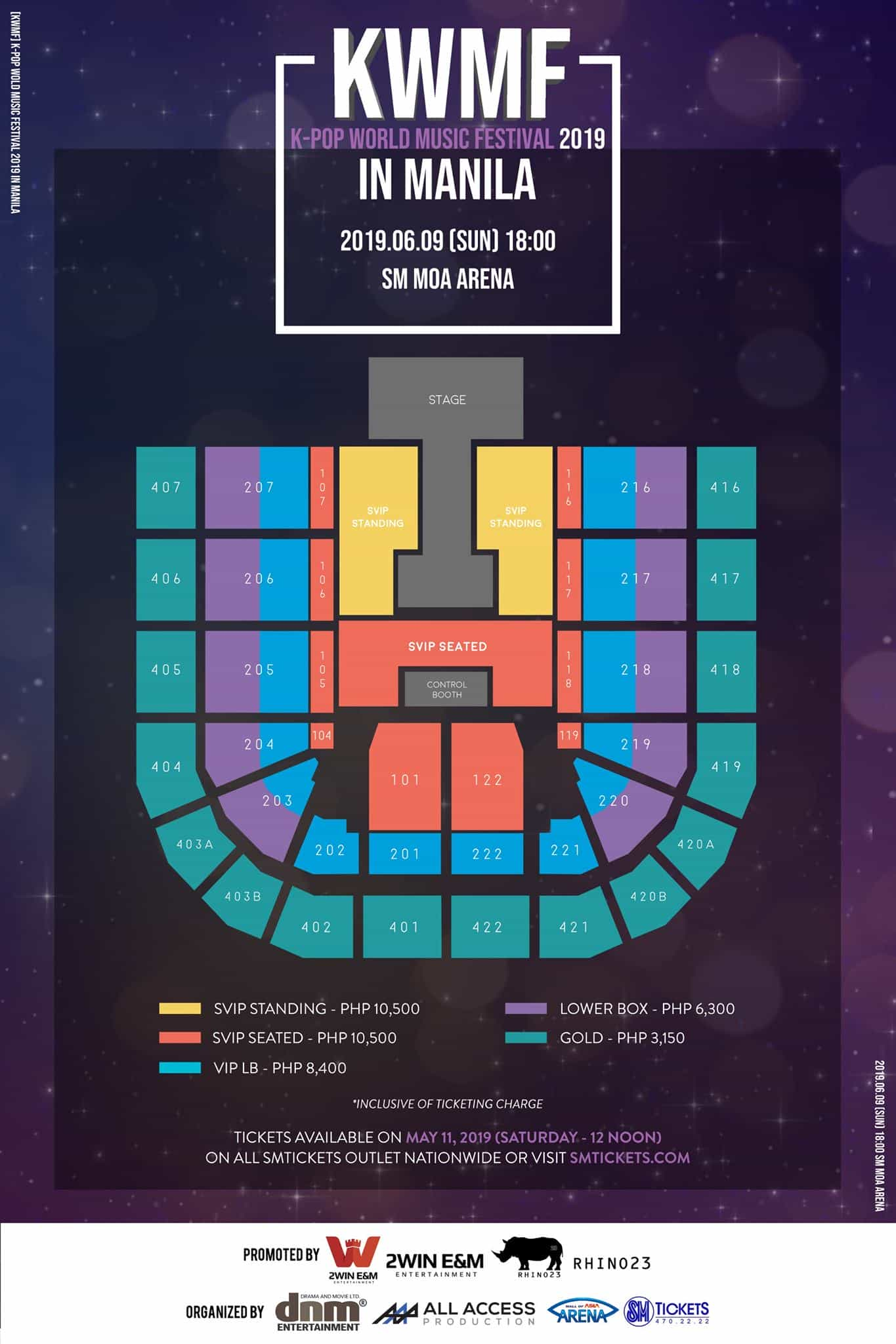 Ticket prices and seat layout information for 2019 K-POP WORLD MUSIC ...